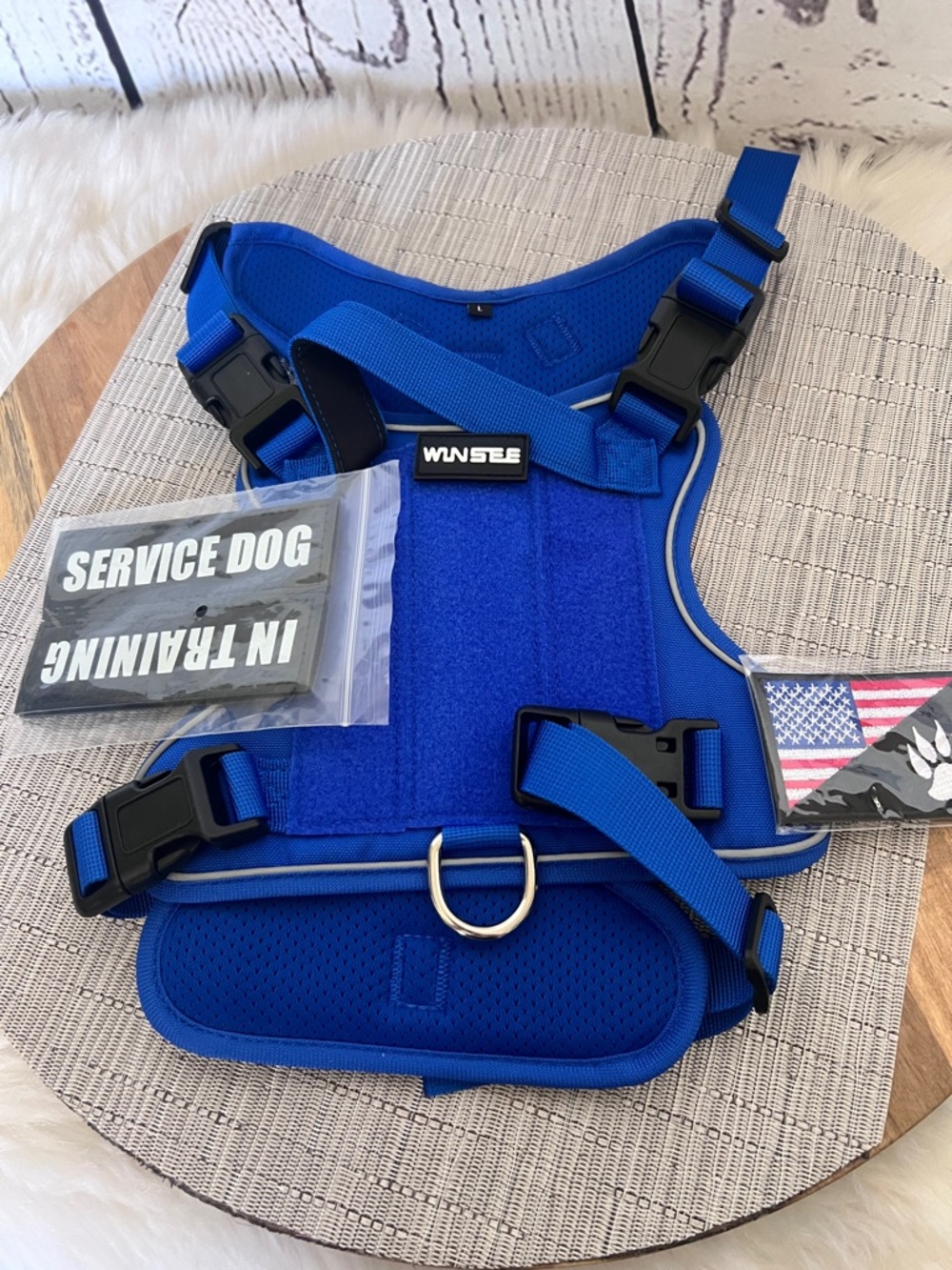 Tactical Dog Harness for Dog, Heavy Duty Service Working Blue Vest Size Large